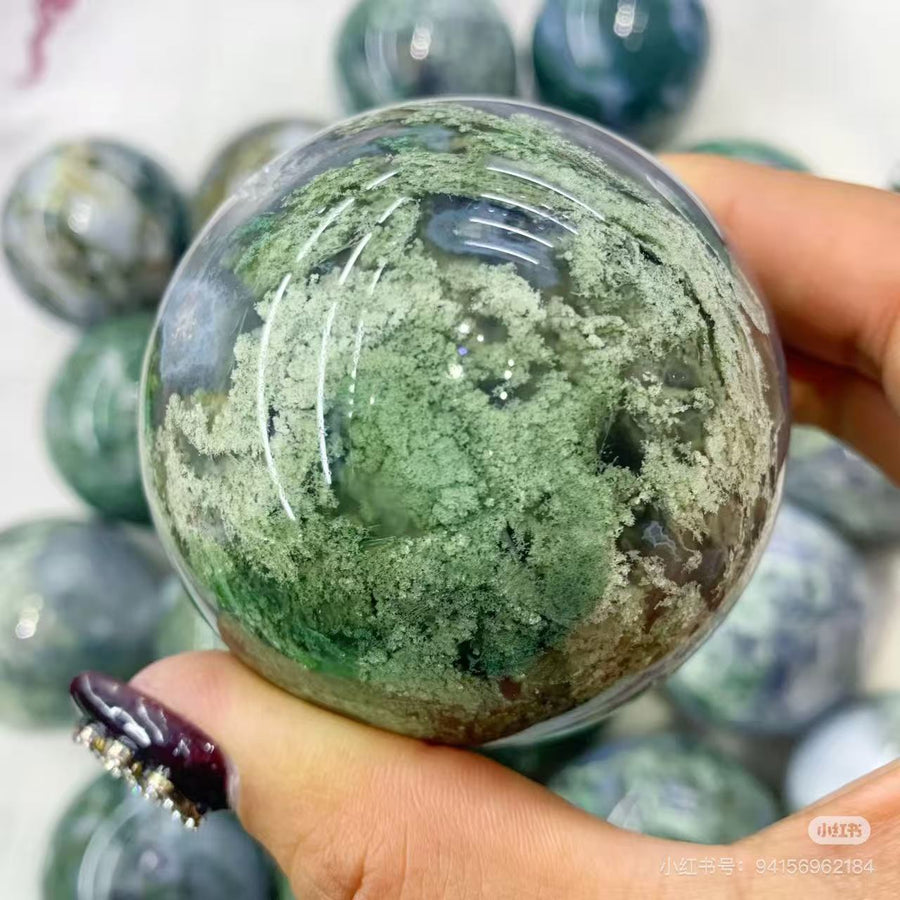 5A 300G    Natural  Aquatie plant  Agate sphere