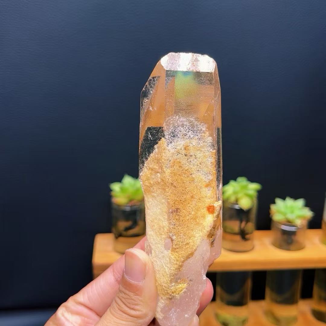 5A 240G  Himalayan White Phantom & Yellow Phantom Crystal Pillars