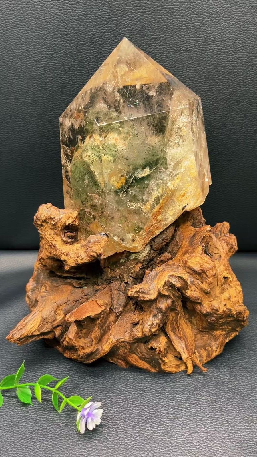5A  1400G  Natural icy clear phantom quartz ornament