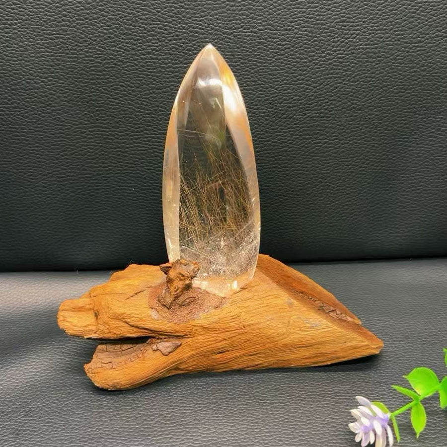 5A320G   Super Clear Rutilated Quartz Column Ornament