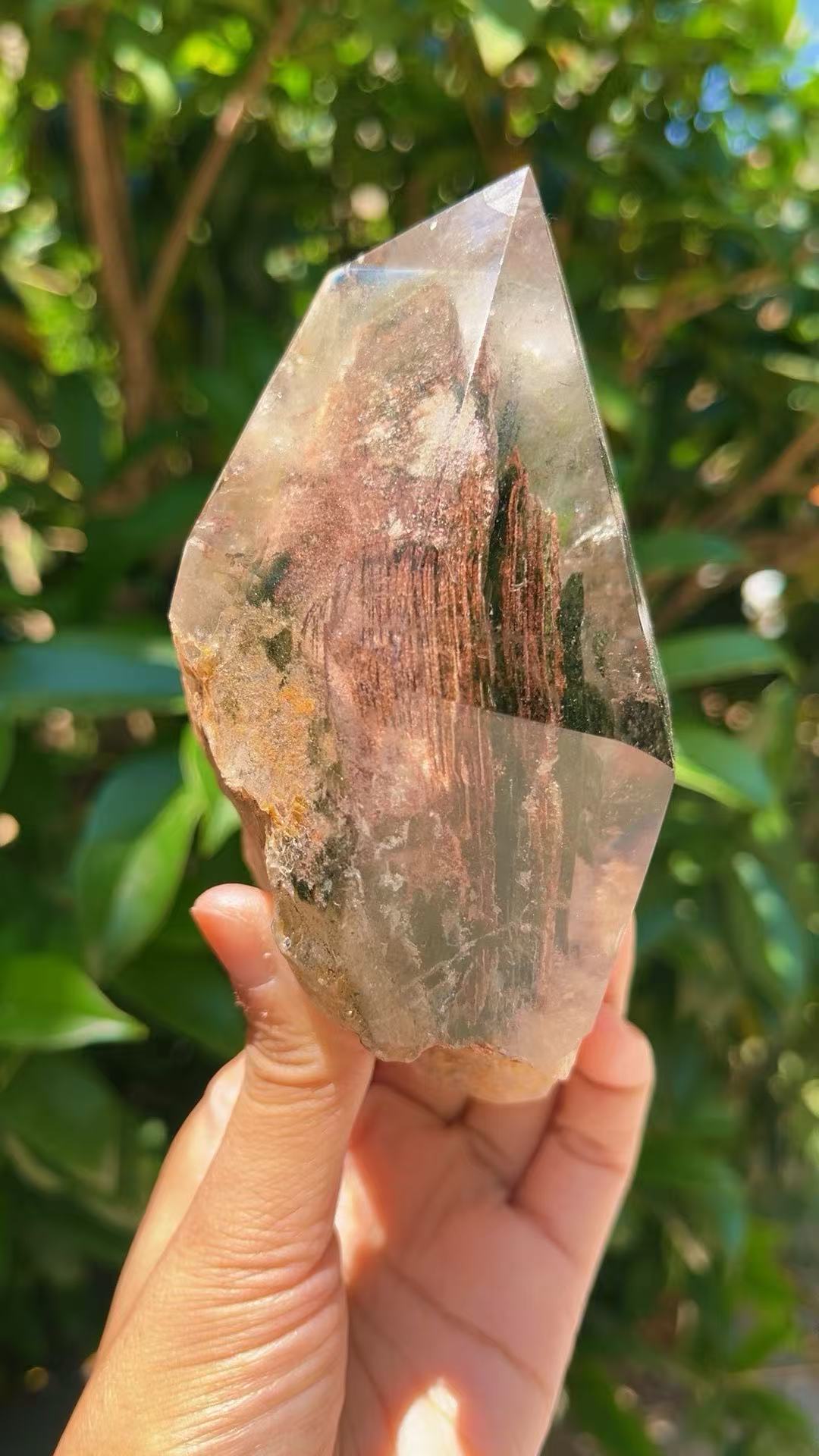 5A  810G  Red ahd  Garden phantom Quartz Lrregular Ornaments