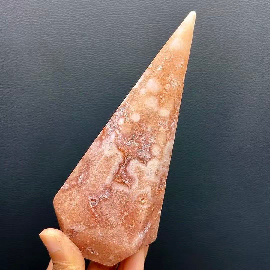 5A140G  Exquisite Cherry Blossom Agate Diamond Column