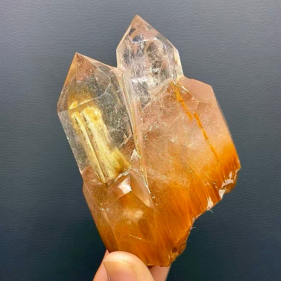 5A 410G    Natural Red Rabbit Hair & Green Phantom Quartz Ornament