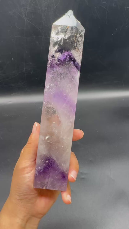 A00063 dreaming purple phantom super clear  Bolivian amethyst tower