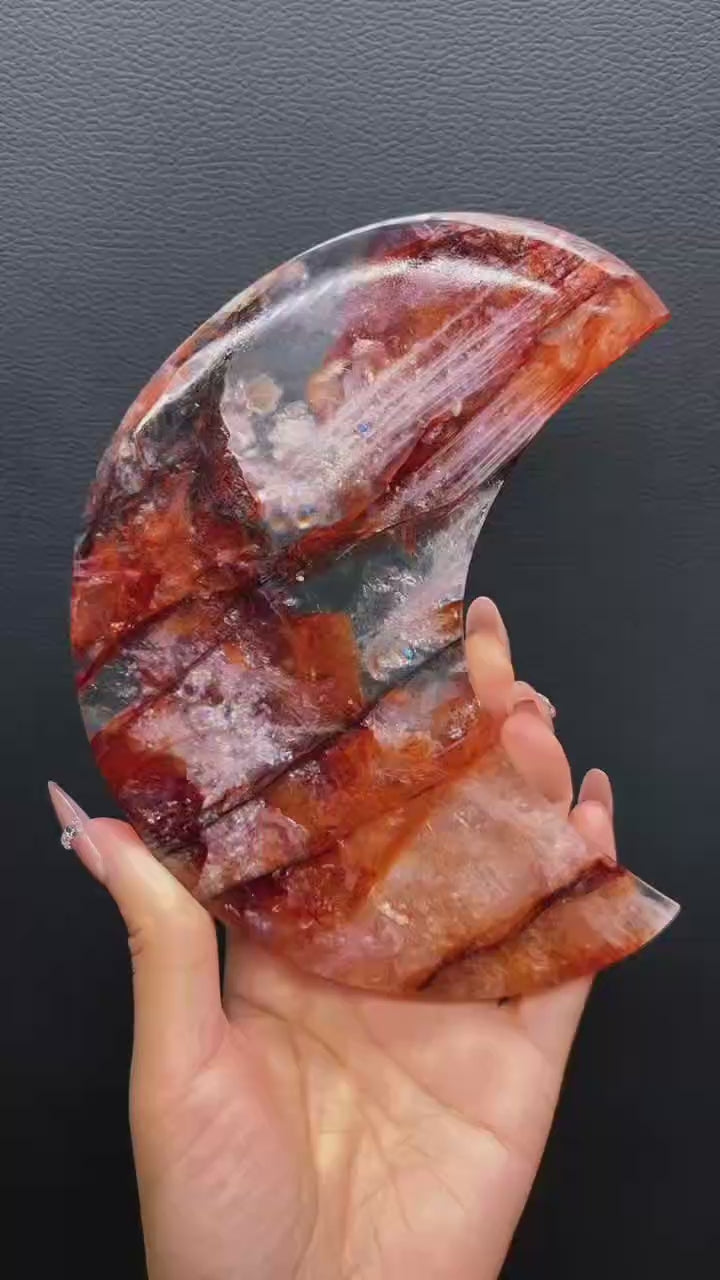 5A  300G natural Stunning amazing rainbow  Fire quartz  moon healing reiki