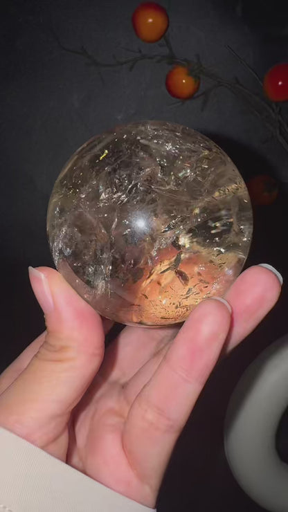 A00182 Rare natural highest Asai cirtrine  sphere with amazing rainbow