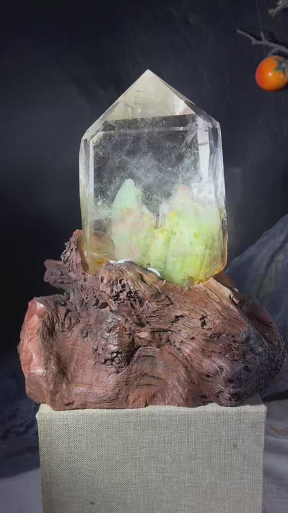 A00244 Rare natural highest quality twins jade green mountain garden tower