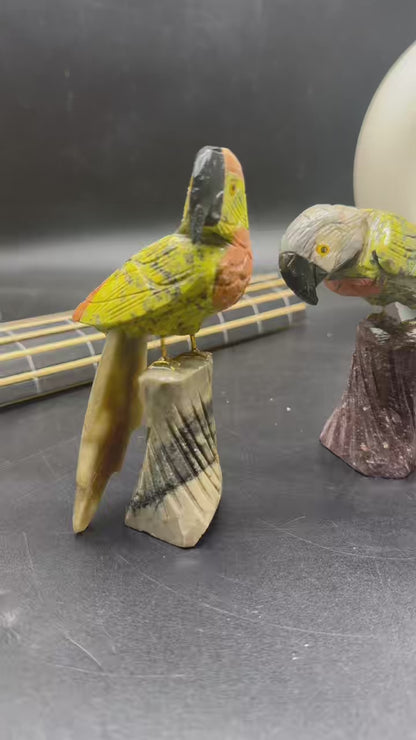 A00200  natural stone beautiful parrot bird carving saponite material