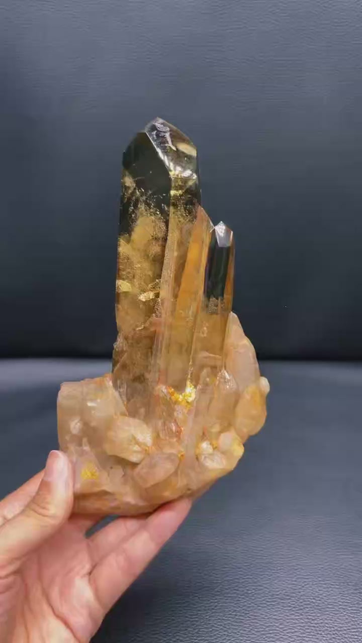 5A 1100G   Natural Citrine Phantom Quartz  Cluster