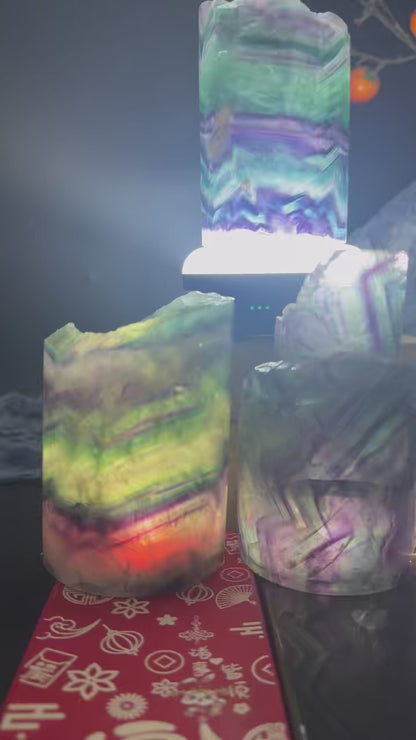 A00236 Rare natural highest quality rainbow fluorite lamp brush pot home and office decoration