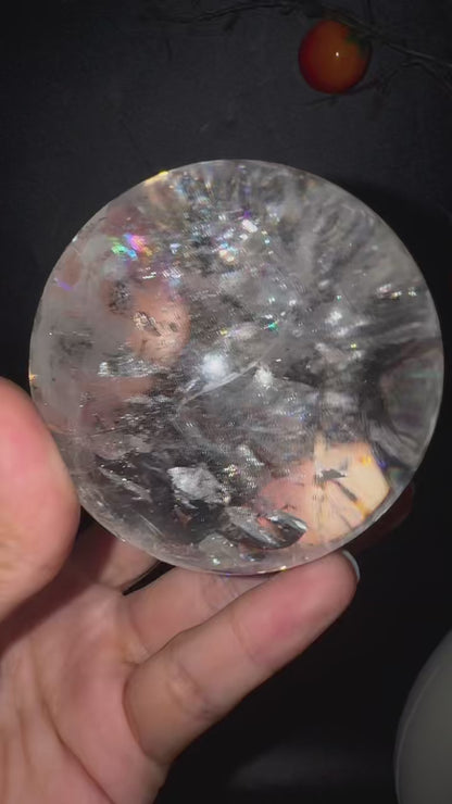 A00187  Rare natural amazing rainbow Asai clear quartz sphere