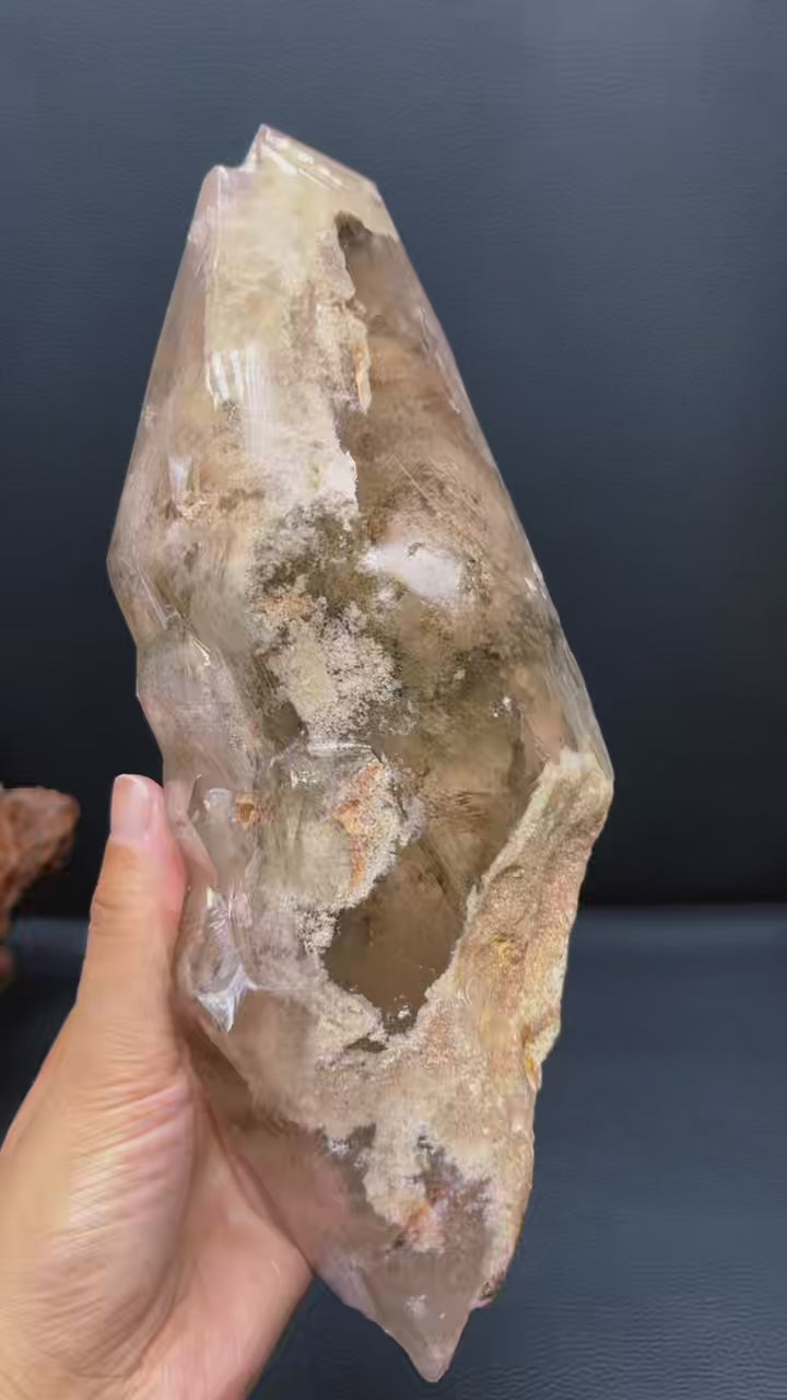 5A 2600G  Irregular Crystal Ornaments, White Phantom & Smoky Quartz