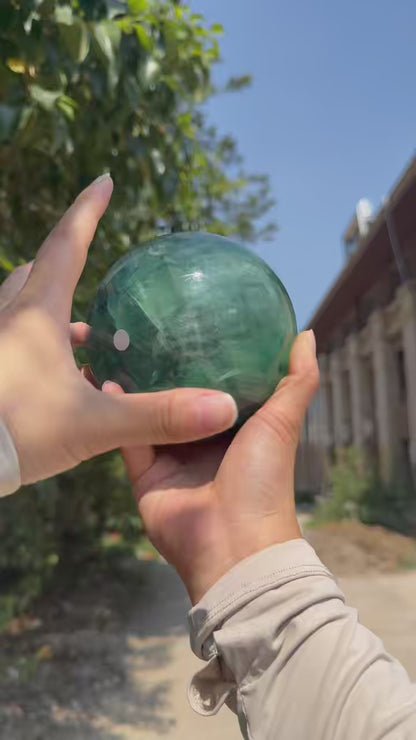 A00176 rare natural gradient color (green to blue )fluorite high quality xxl sphere