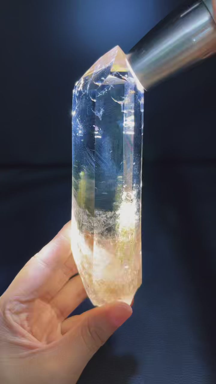 5A 360G Natural  Smoky Quartz Blue needle inside Energy Attract Wealth