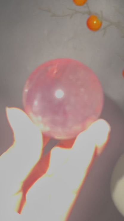 A00184  Rare natural lavendar purple amethyst sphere with rainbow and water route