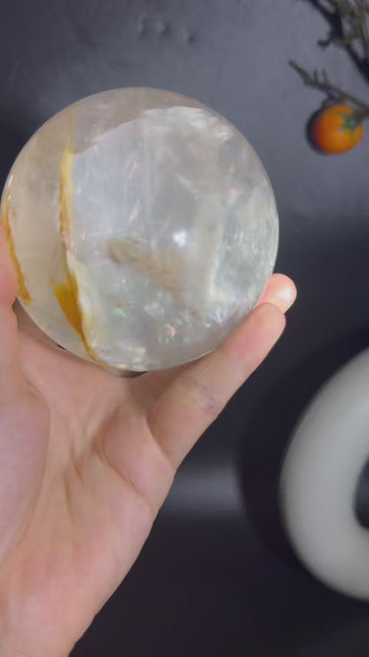 A00220 Rare natural highest quality very dazzling rainbow golden healer sphere