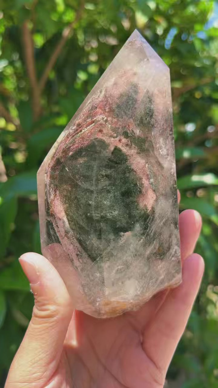 5A  810G  Red ahd  Garden phantom Quartz Lrregular Ornaments