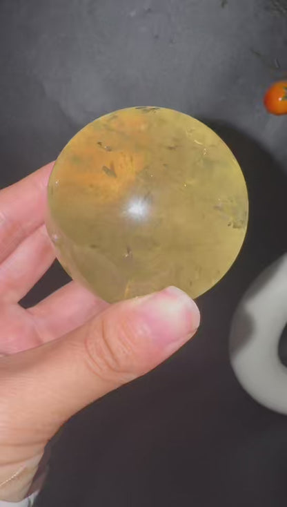 A00185  Rare beautiful phantom citrine  sphere with rainbow