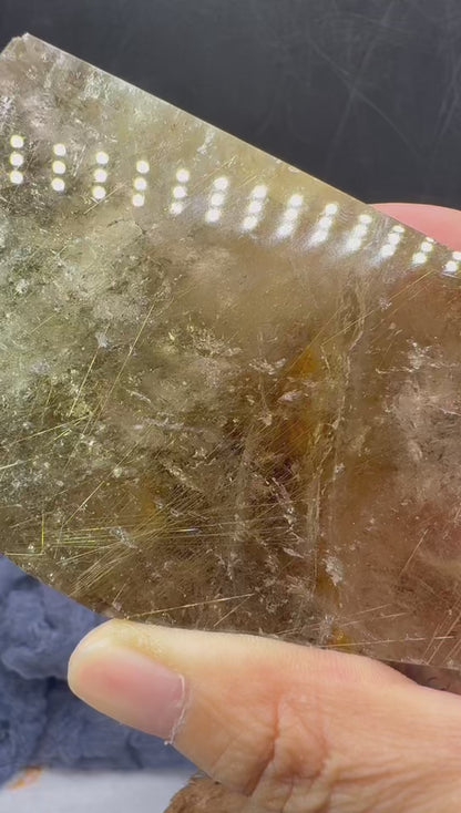 A00252 Rare natural highest quality golden rutilated smokey quartz freeform