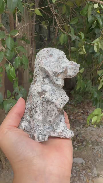 A00199  beautiful yooplite uv reaction dog carving