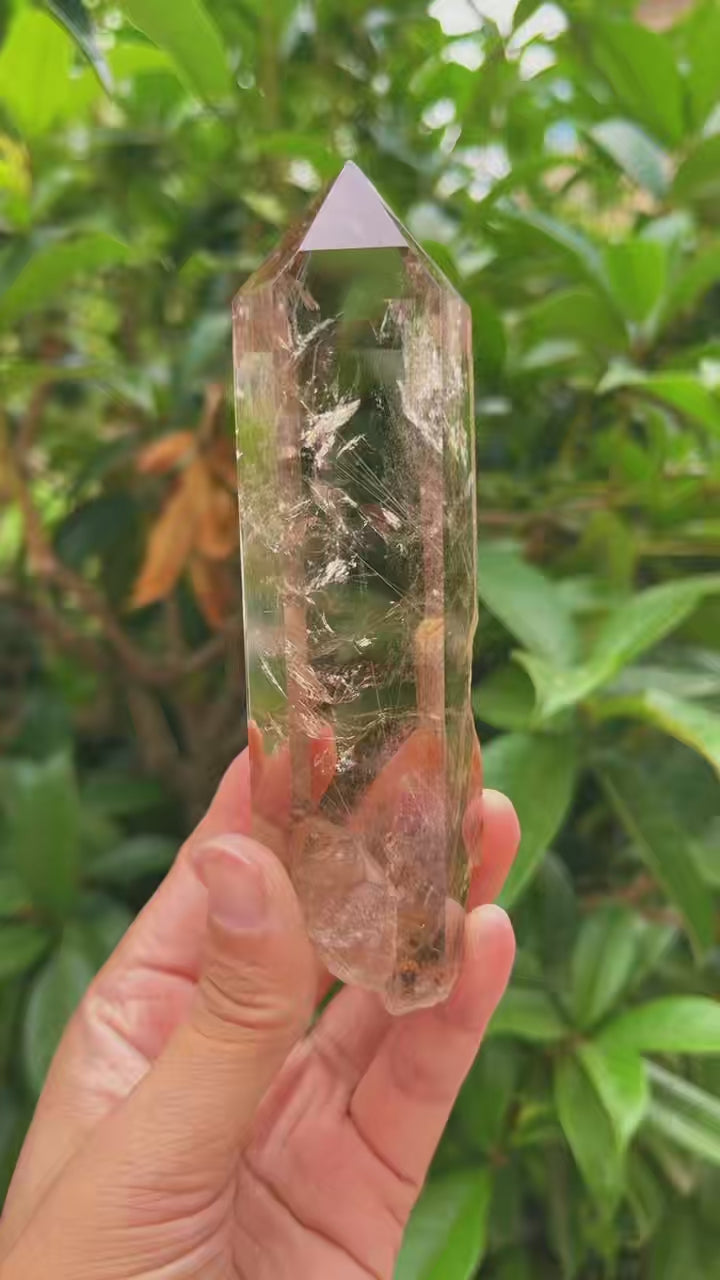 5A 350G   Rutilated Quartz & Citrine Crystal Pillar