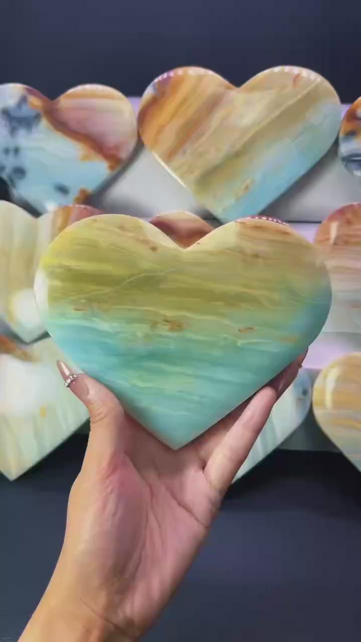 5A 550G  Caribbean Blue Calcite Heart