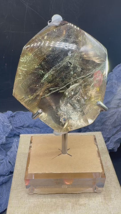 A00226 Rare natural highest quality rainbow citrine  smokey freeform with hematite inside