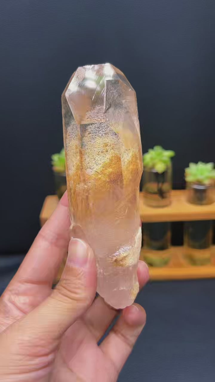 5A 240G  Himalayan White Phantom & Yellow Phantom Crystal Pillars