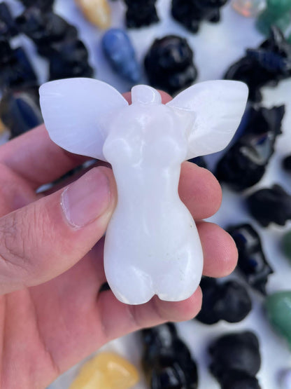 Angel body,obsidian,fluorite,white jade&sun stone