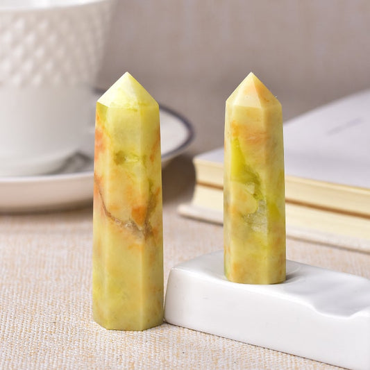 Lemon stone healing crystal point tower