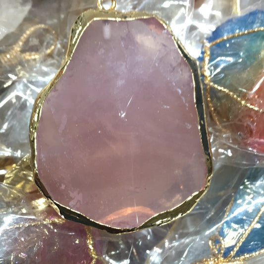 Pink quartz pendant