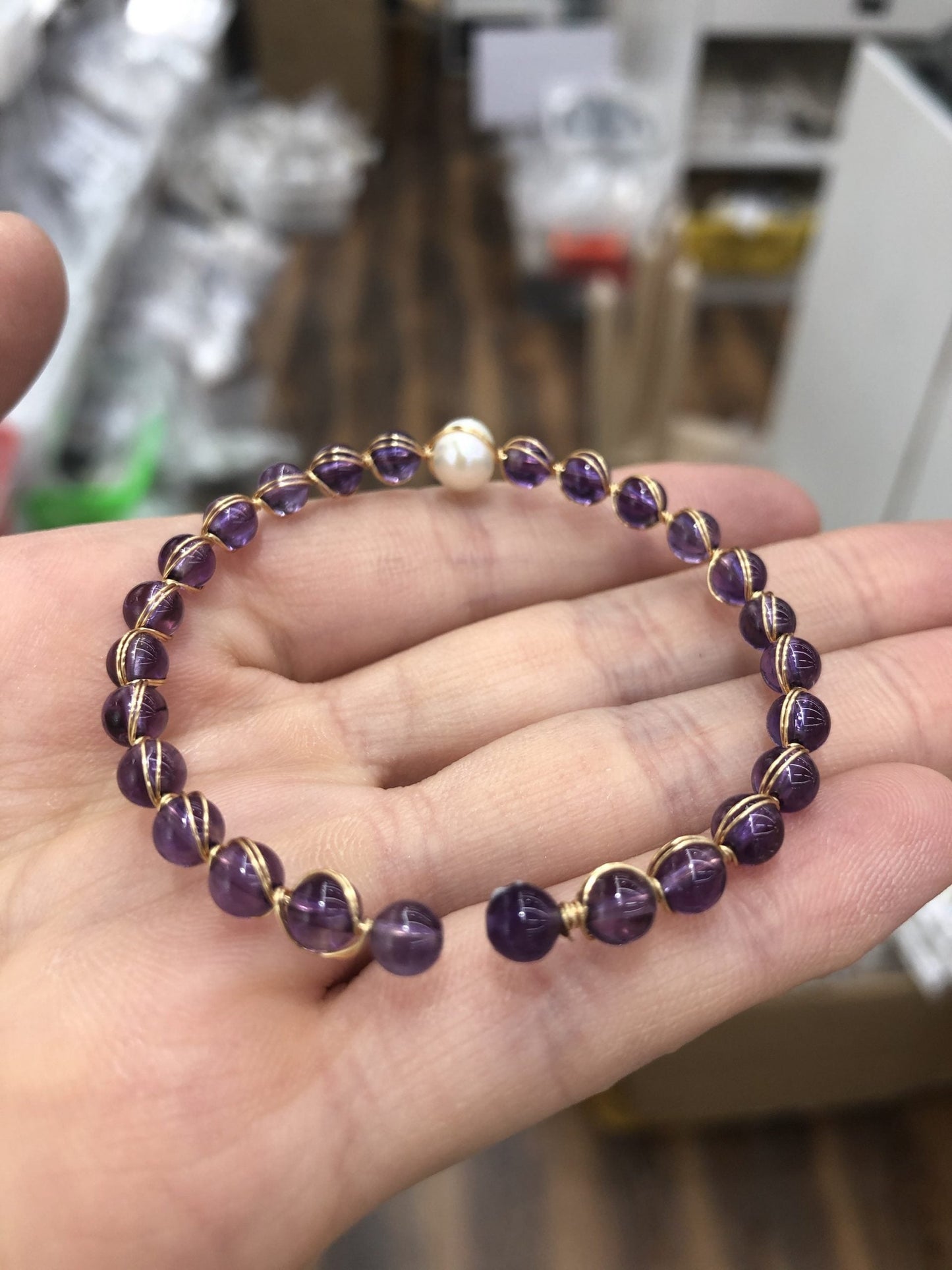 Amethyst and pearlbracelet