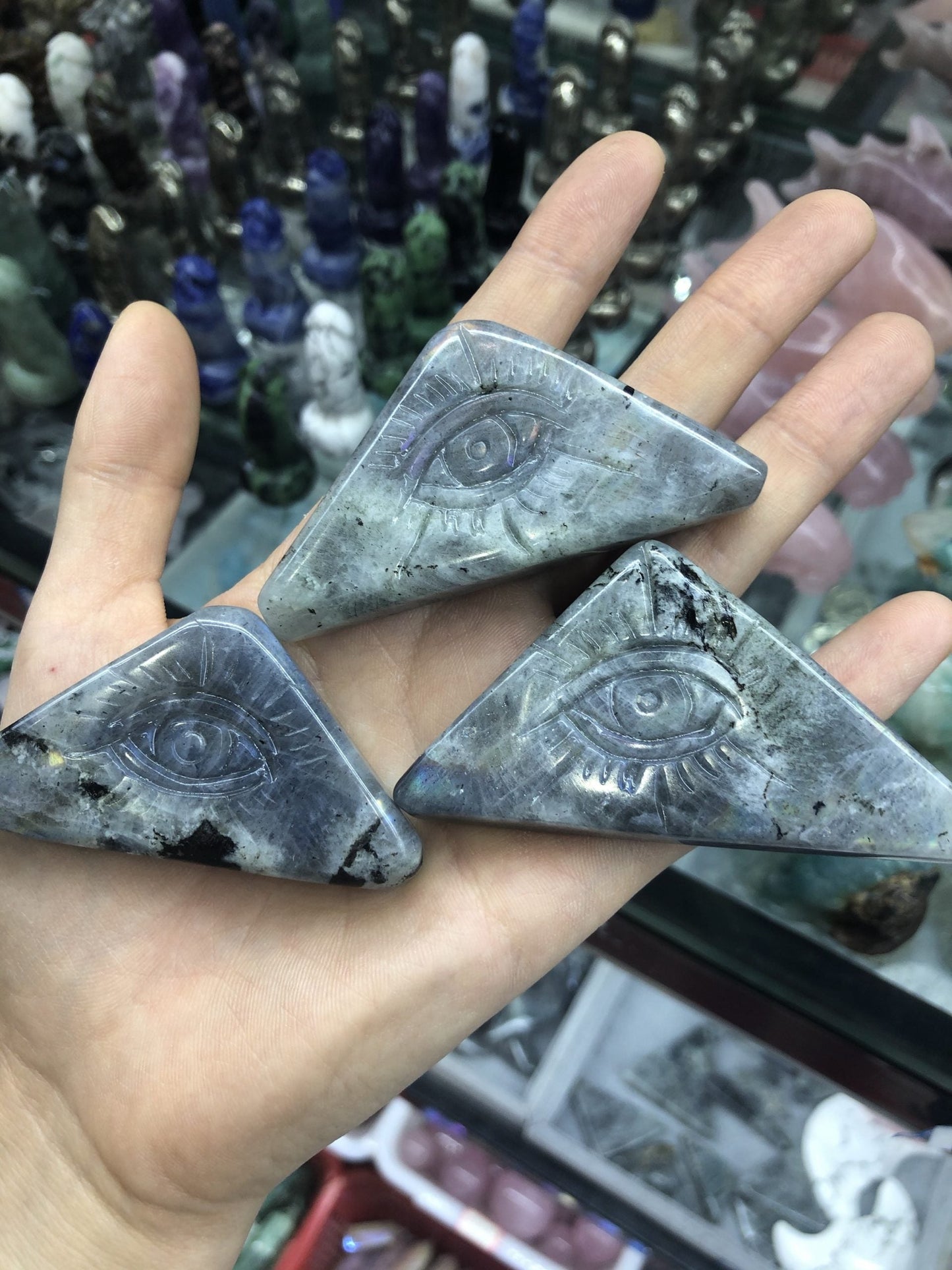 Labradorite eye carving