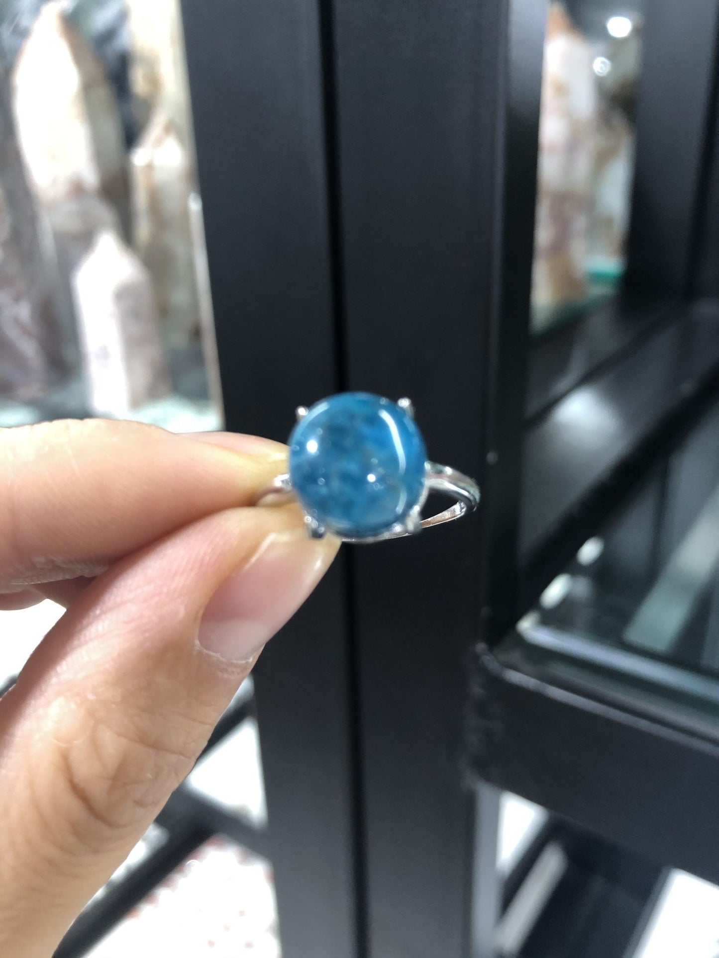 Blue apatite ring