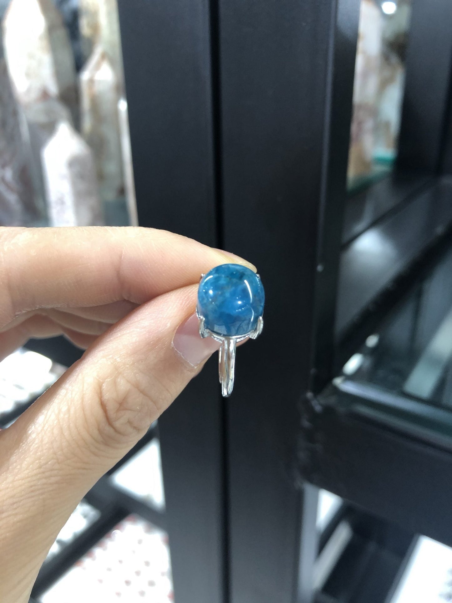 Blue apatite ring