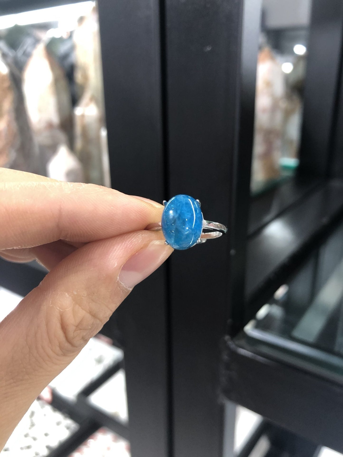 Blue apatite ring