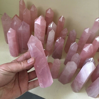 Natural Rock Rose Quartz Crystal Point Healing